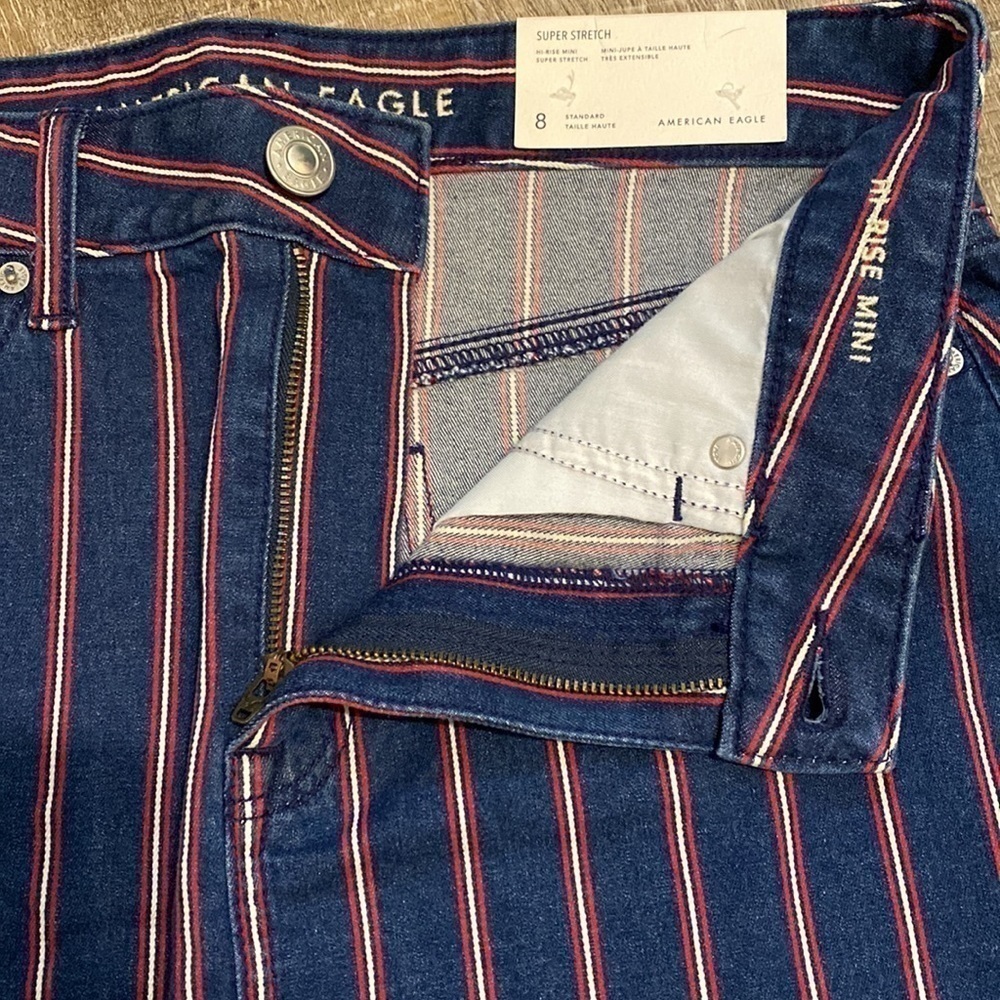 NWT American Eagle | Patriotic High Rise Mini Denim Skirt | Size 8 - Picture 10 of 11